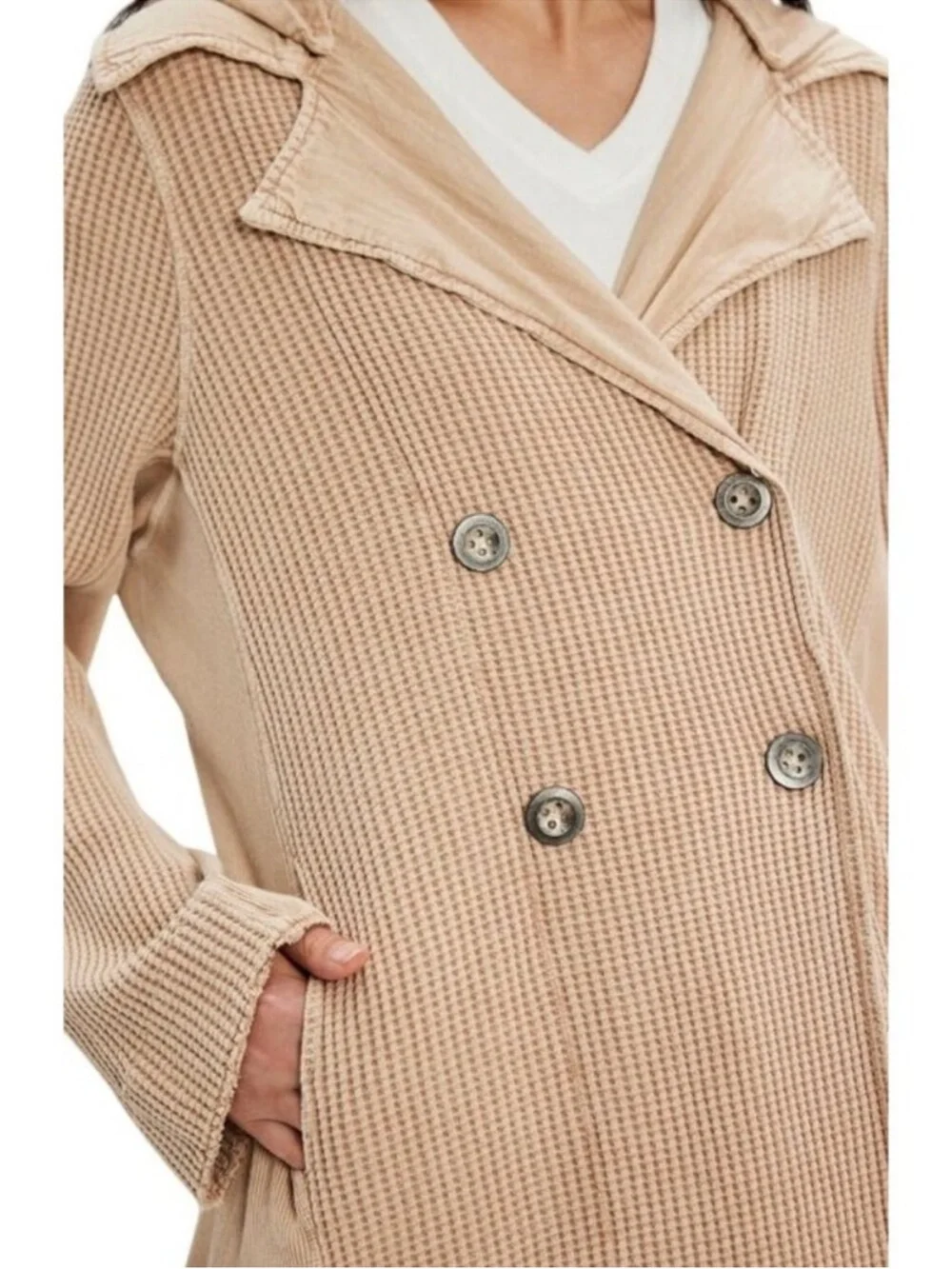 Free People FP One Landon Cotton Knit Maxi Sweater Jacket Long Cardigan Duster
